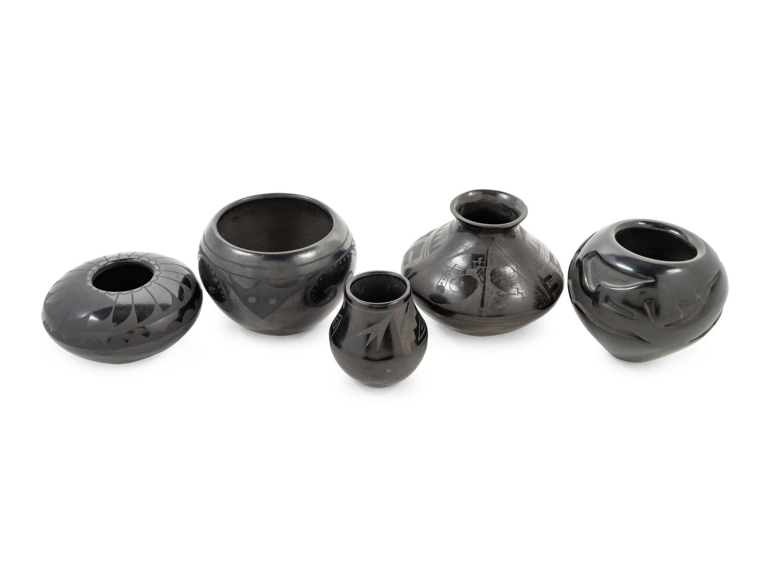 Five Blackware Pottery Vessels