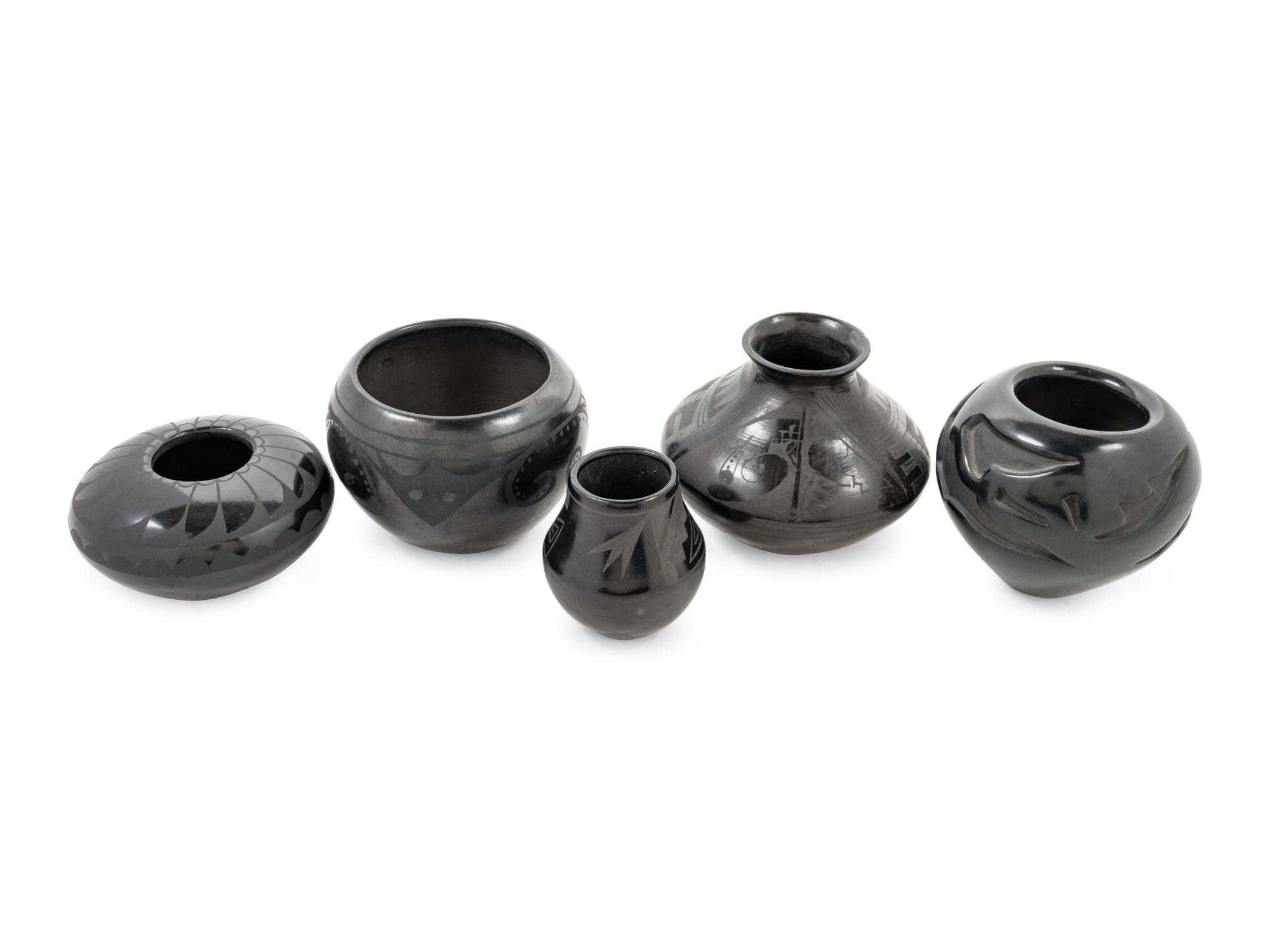 Five Blackware Pottery Vessels