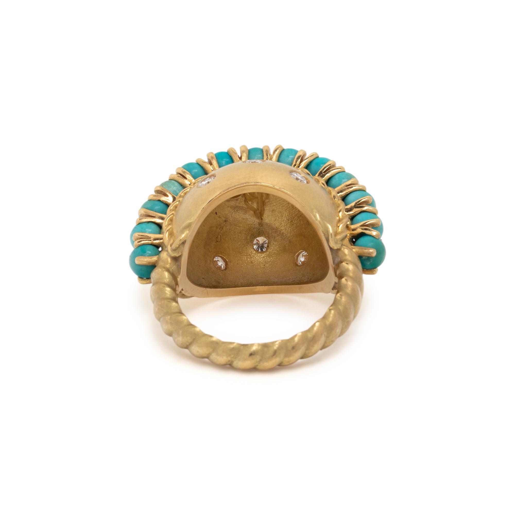 WENDY BRANDES, YELLOW GOLD, TURQUOISE AND DIAMOND RING