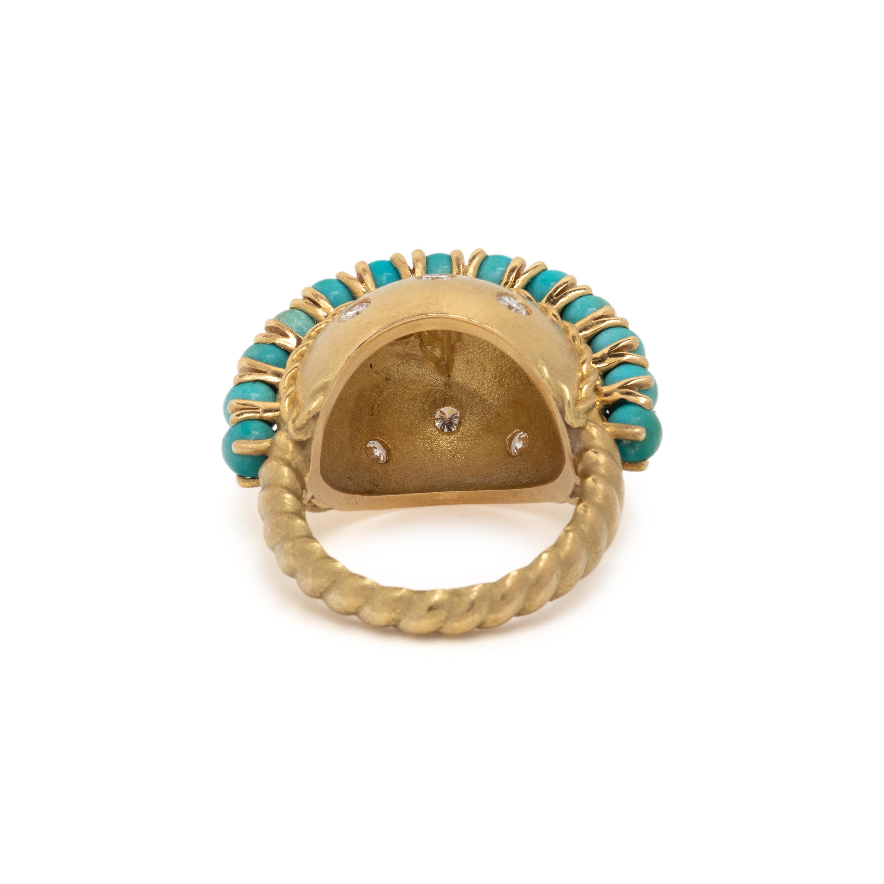 WENDY BRANDES, YELLOW GOLD, TURQUOISE AND DIAMOND RING