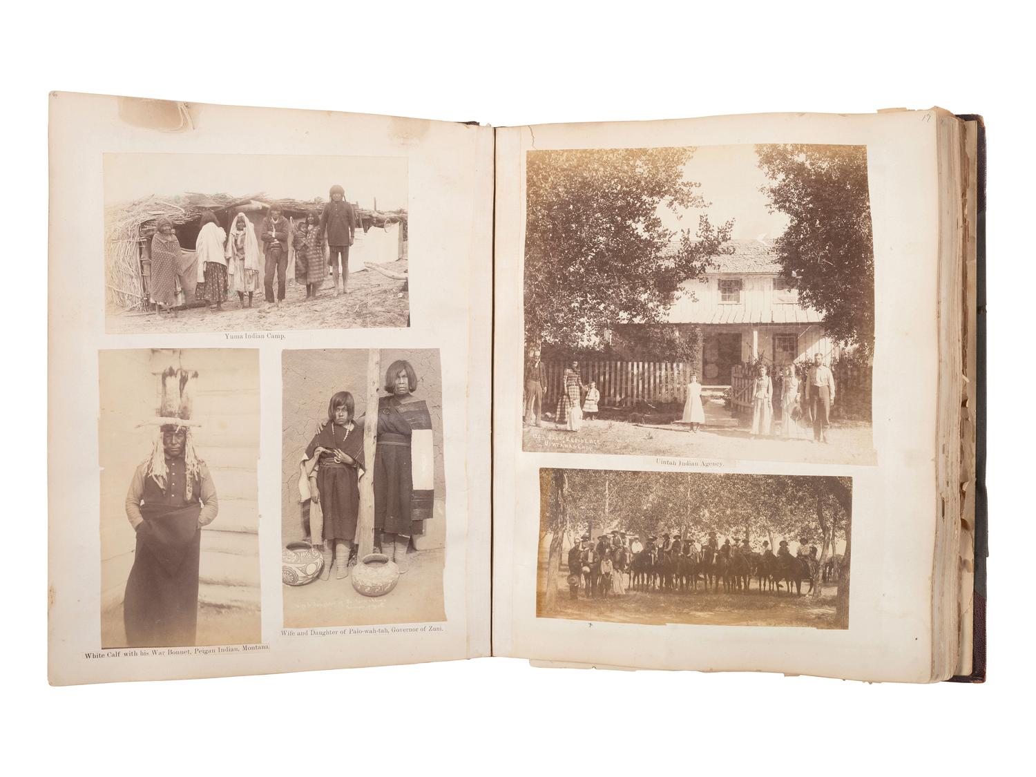 [NATIVE AMERICANS]. JUNKIN, William W. (1831-1903). A Collection of Indian Photographs and Views with Photos of a Few White Employes [ sic ] Together with Some Indian Letters and Paintings. Made by W.W. Junkin, Fairfield, Iowa. 1889-93.