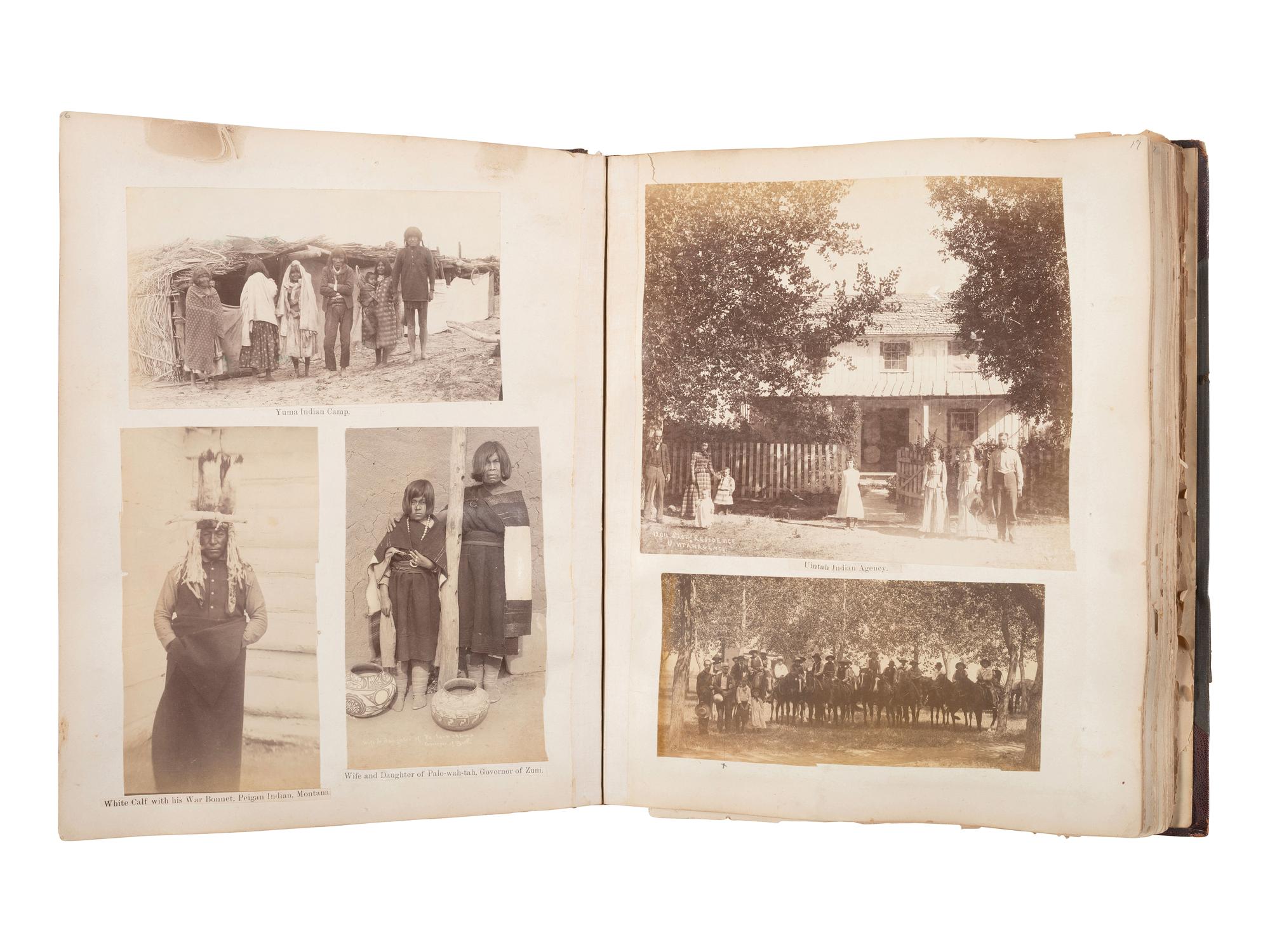 [NATIVE AMERICANS]. JUNKIN, William W. (1831-1903). A Collection of Indian Photographs and Views with Photos of a Few White Employes [ sic ] Together with Some Indian Letters and Paintings. Made by W.W. Junkin, Fairfield, Iowa. 1889-93.