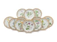 A Set of Twelve Royal Copenhagen Flora Danica Dinner Plates
