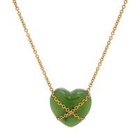 TIFFANY & CO., YELLOW GOLD AND JADE 'CROSS MY HEART' NECKLACE