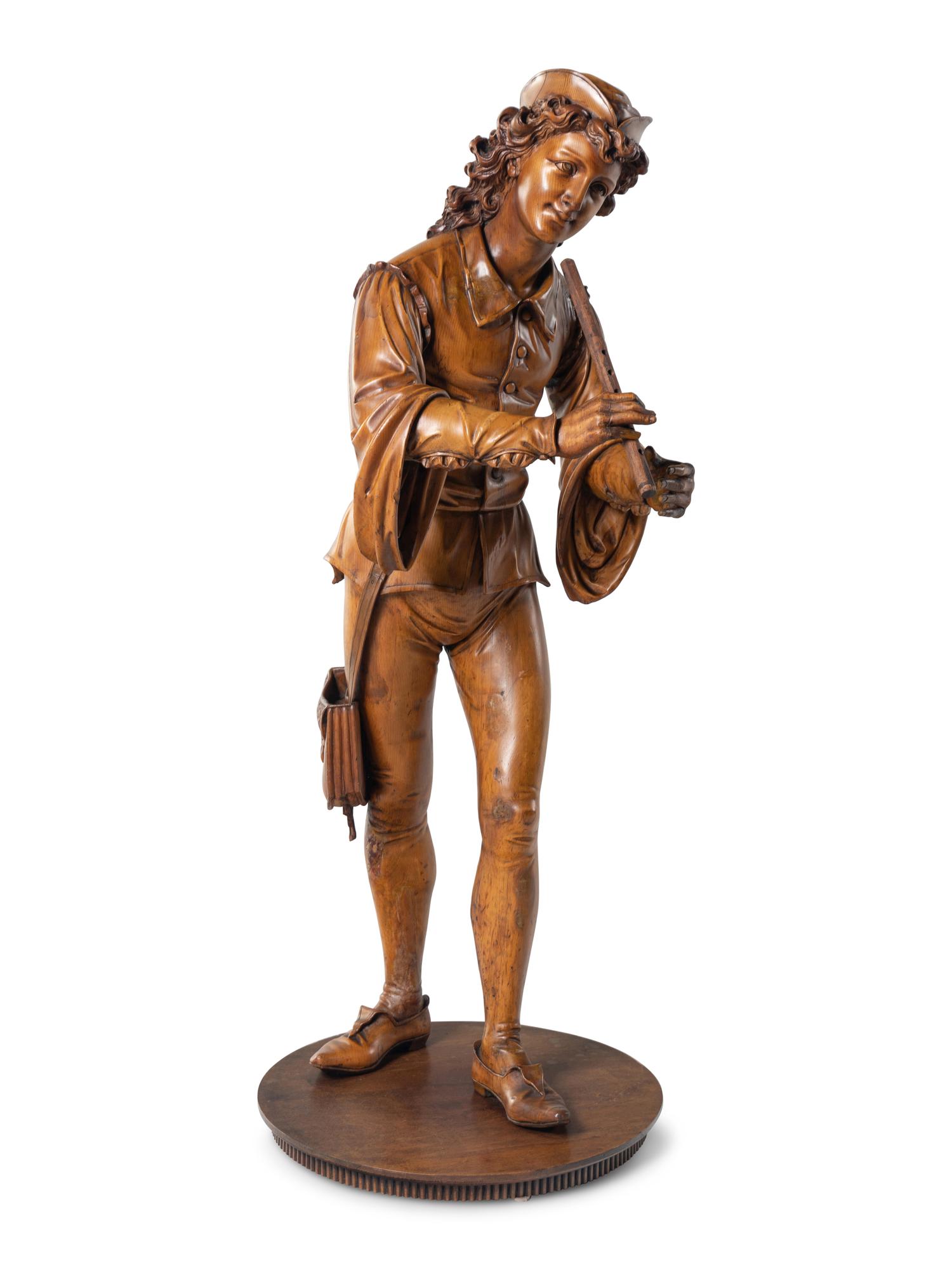 A Venetian Carved Wood Figure of a Musician in the Manner of Valentino Besarel