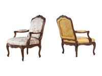 A Set of Four Louis XV Style Walnut Fauteuils