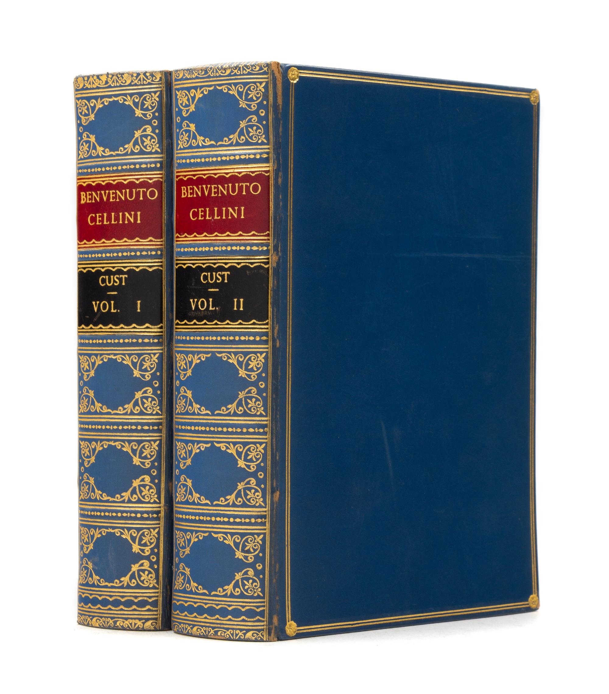 CELLINI, Benvenuto (1500-1571). Robert H. Hobart, ed. Life of Benvenuto Cellini. London: G. Bell & Sons, 1910. Blue polished calf gilt.