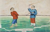 A Set of Eight Chinese Pith Paintings 19TH CENTURY Height of average image 5 1/2 x width 8 1/2 inches. — 19TH CENTURY