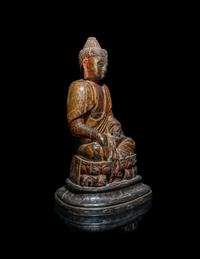 A Chinese Carved Wood Figure of Buddha Shakyamuni