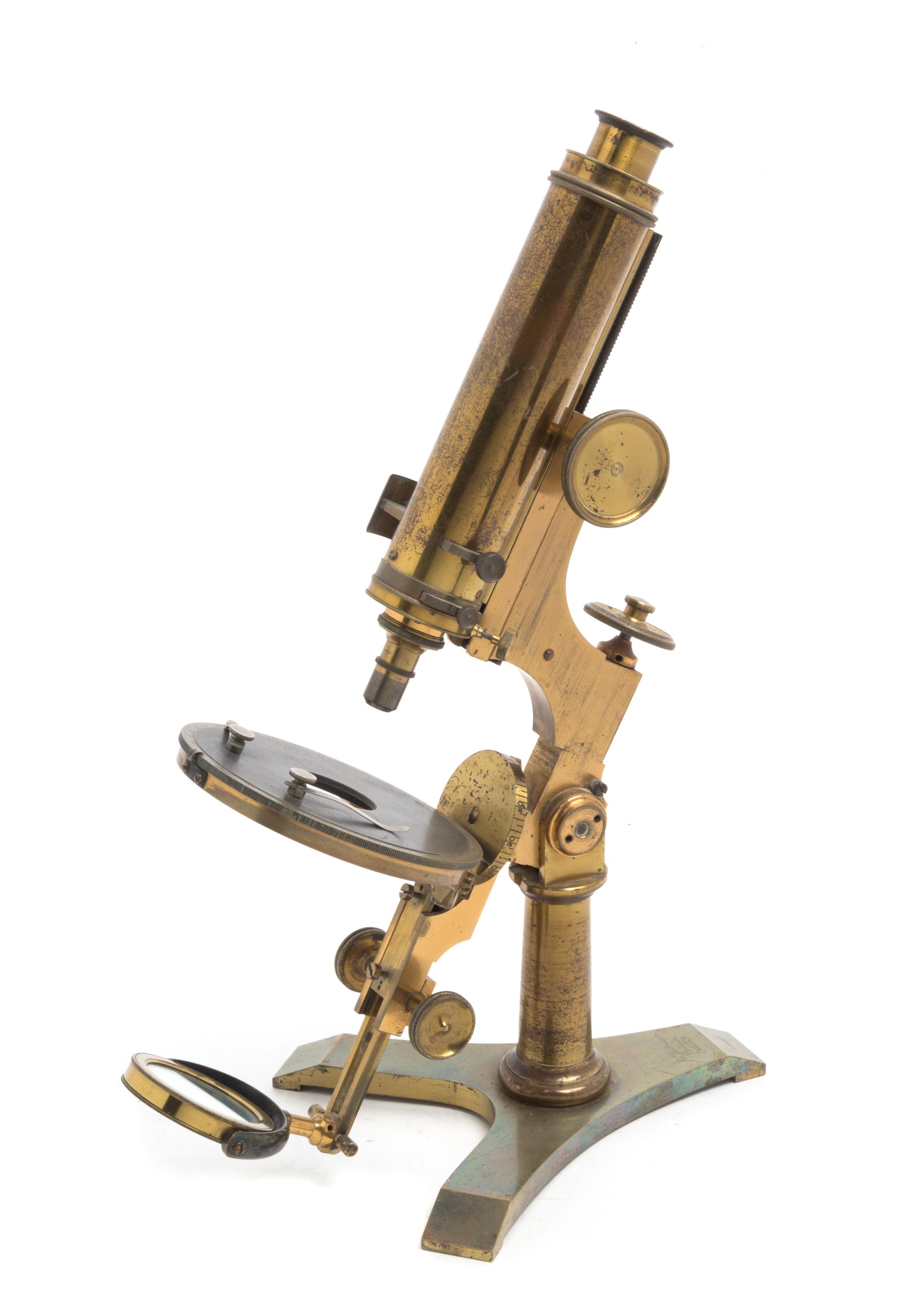 An American Brass Microscope Height 15 7/8 inches (extended). — JOS. ZENTMAYER, PHILADELPHIA, CIRCA 1876
