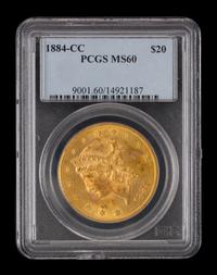 A United States 1884-CC Liberty Head $20 Gold Coin
