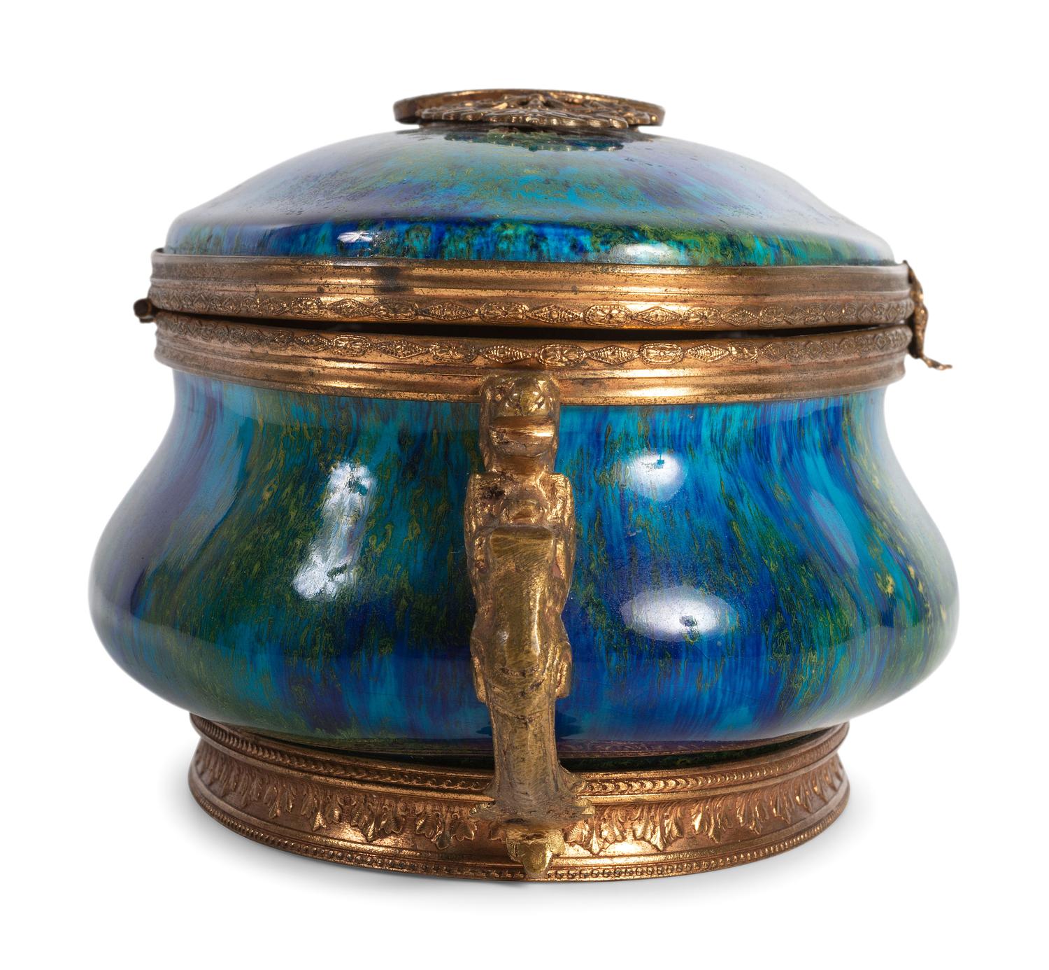 A Paul Milet Sevres Porcelain Dresser Box with Gilt Metal Mounts