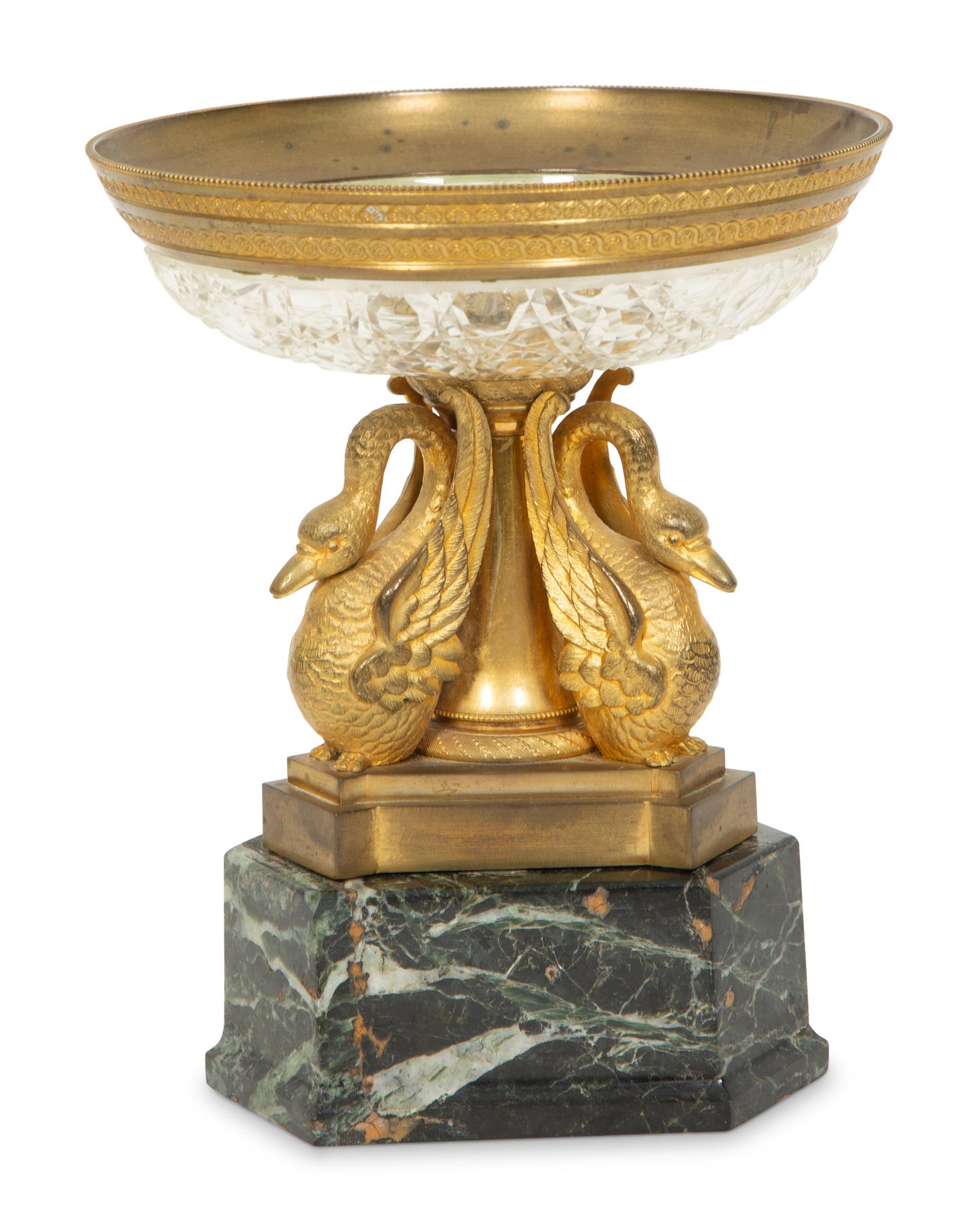 An Empire Gilt Bronze and Cut Glass Tazza