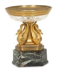 An Empire Gilt Bronze and Cut Glass Tazza