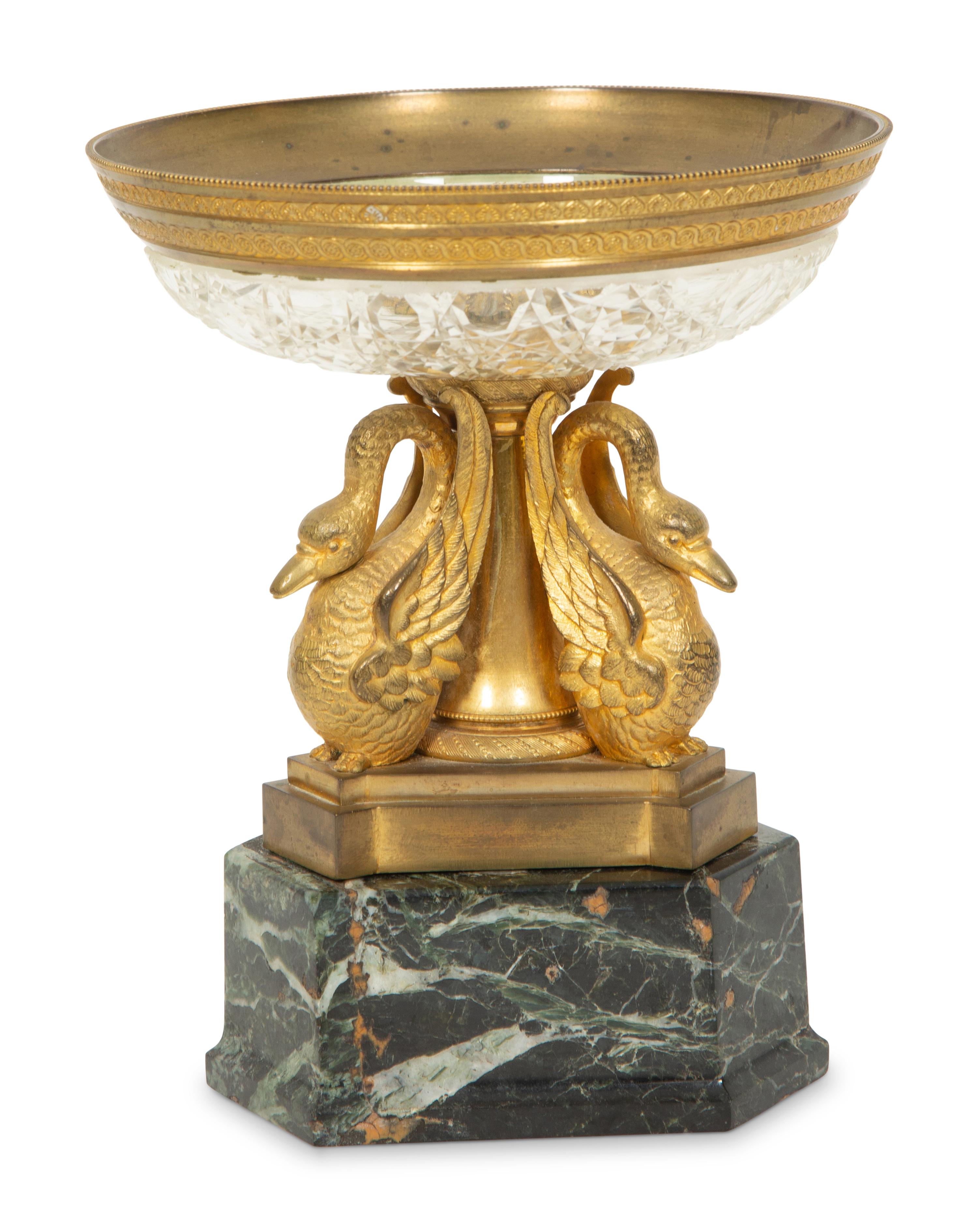 An Empire Gilt Bronze and Cut Glass Tazza