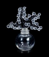 Two Lalique Boxes, a Lalique Coupe and a Lalique Clairefontaine Perfume Bottle