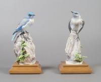 A Pair of Royal Worcester Dorothy Doughty Birds, Mountain Bluebird, Height 9 1/2 inches.
