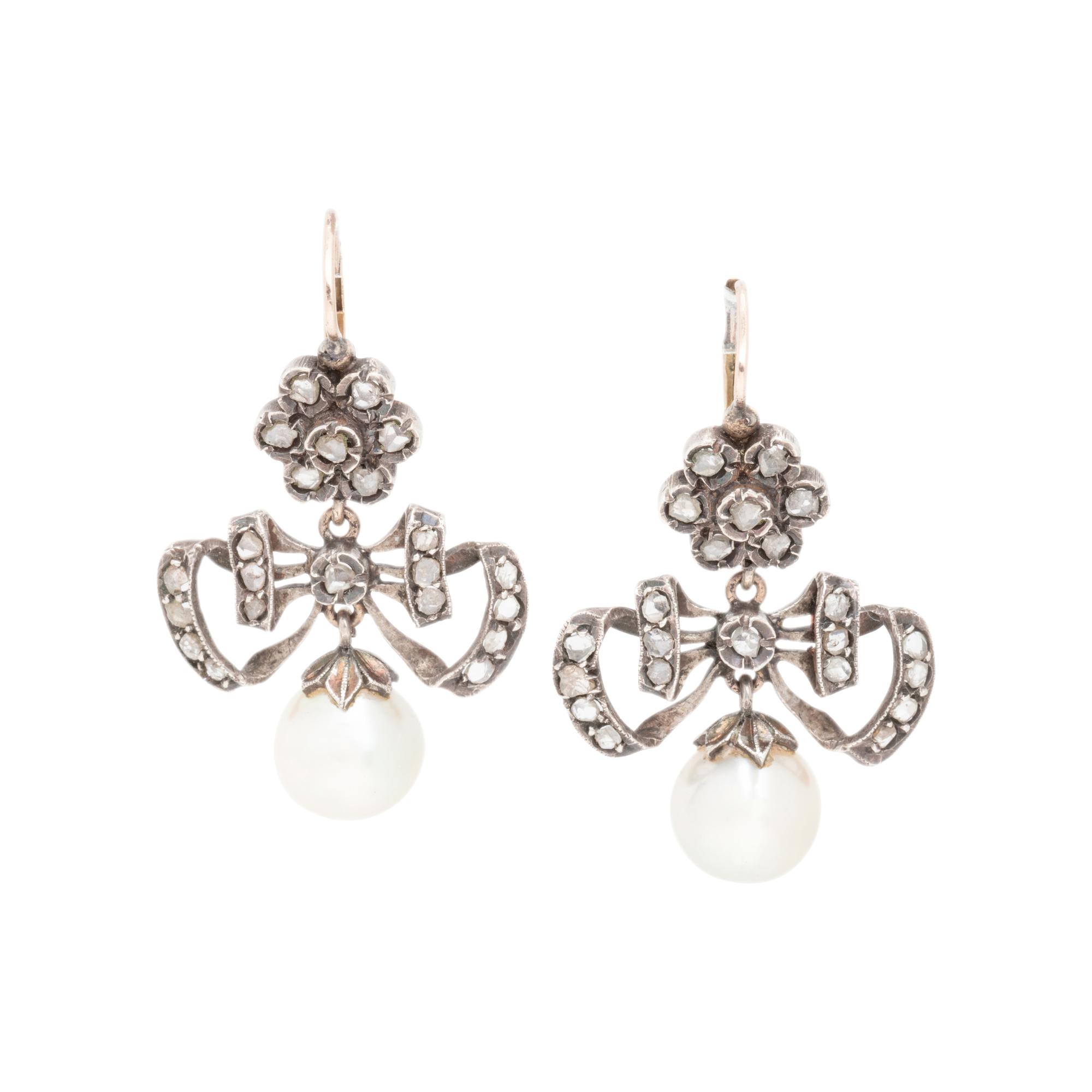 DIAMOND AND CULTURED PEARL EARRINGS
