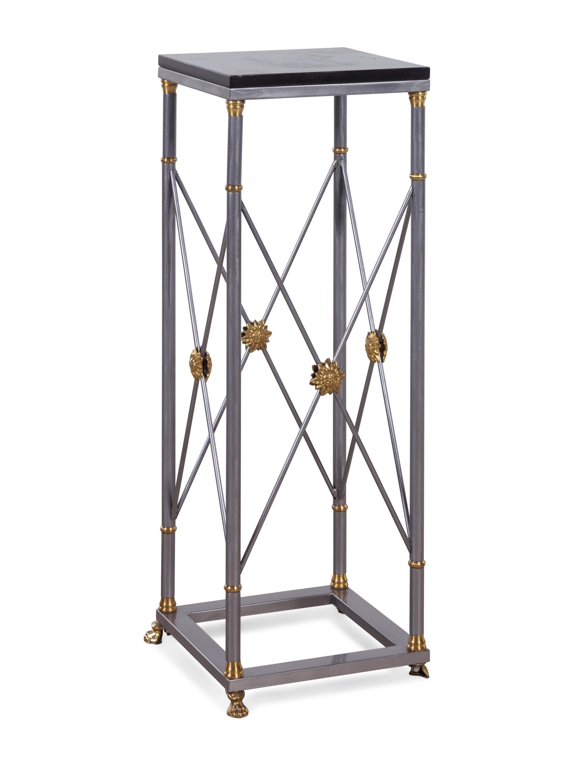 A Contemporary Brass and Steel Pedestal