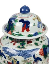 A Pair of Large Wucai Porcelain Jars