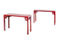 A Pair of Contemporary Red-Painted Console Tables