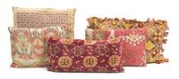 Five Miscellaneous Tribal Design Pillows Length of largest 23 inches. — 20TH CENTURY