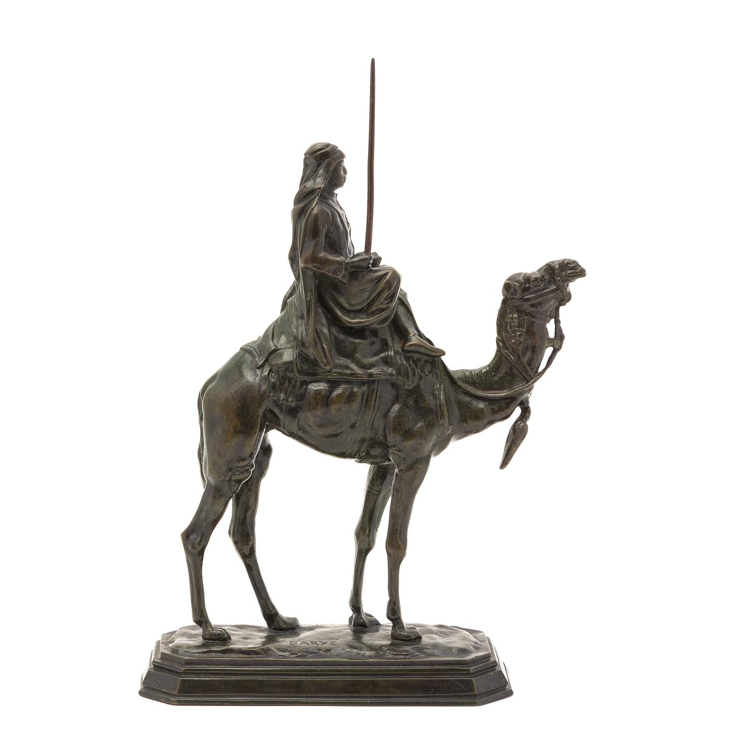 A French Bronze Figure, ANTOINE-LOUIS BARYE (1796-1875), Height overall 10 1/4 inches. — ANTOINE-LOUIS BARYE (1796-1875),
