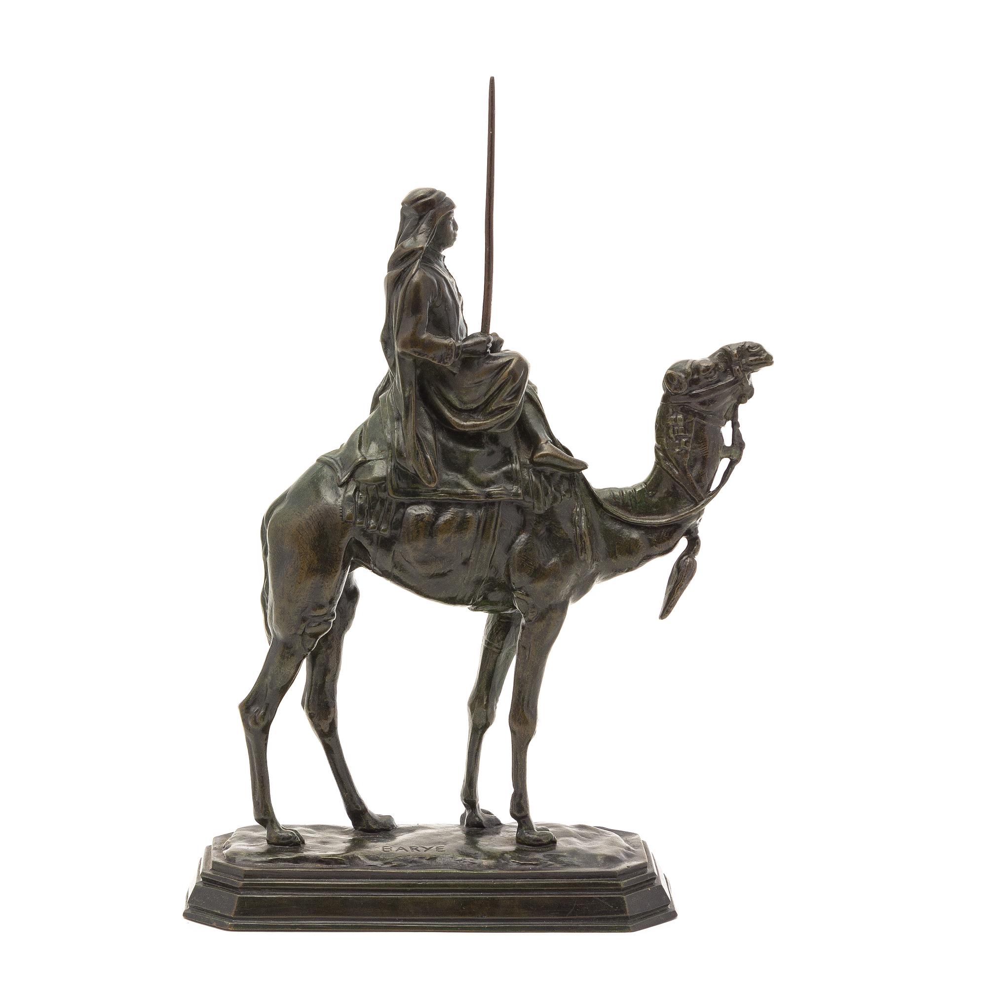 A French Bronze Figure, ANTOINE-LOUIS BARYE (1796-1875), Height overall 10 1/4 inches. — ANTOINE-LOUIS BARYE (1796-1875),