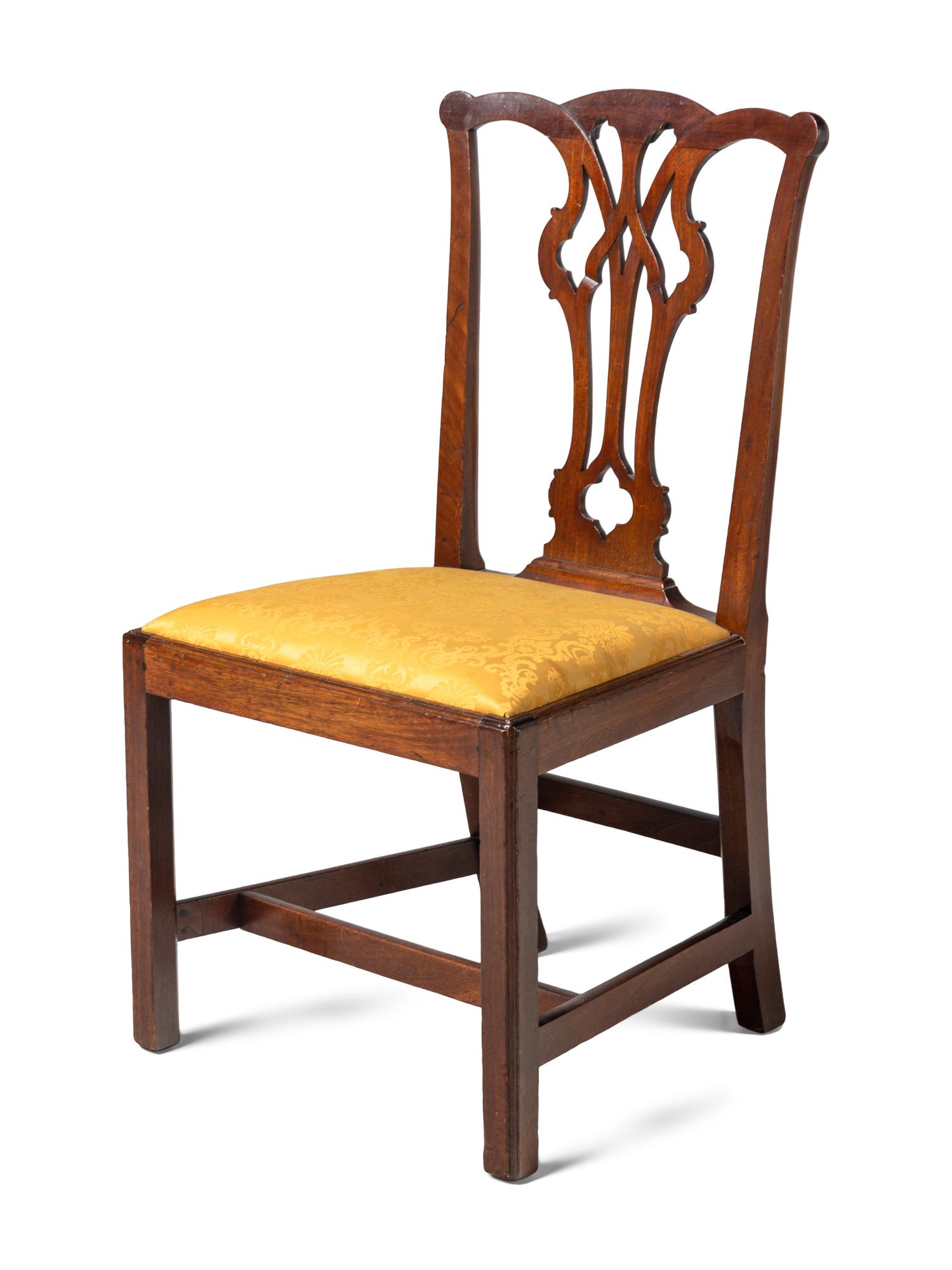 Four George III Style Carved Mahogany Side Chairs