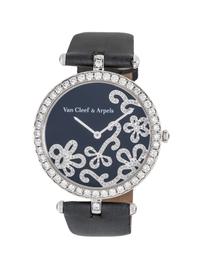 VAN CLEEF & ARPELS, 18K WHITE GOLD 'LADY ARPELS DENTELLE' WATCH WITH FACTORY DIAMONDS