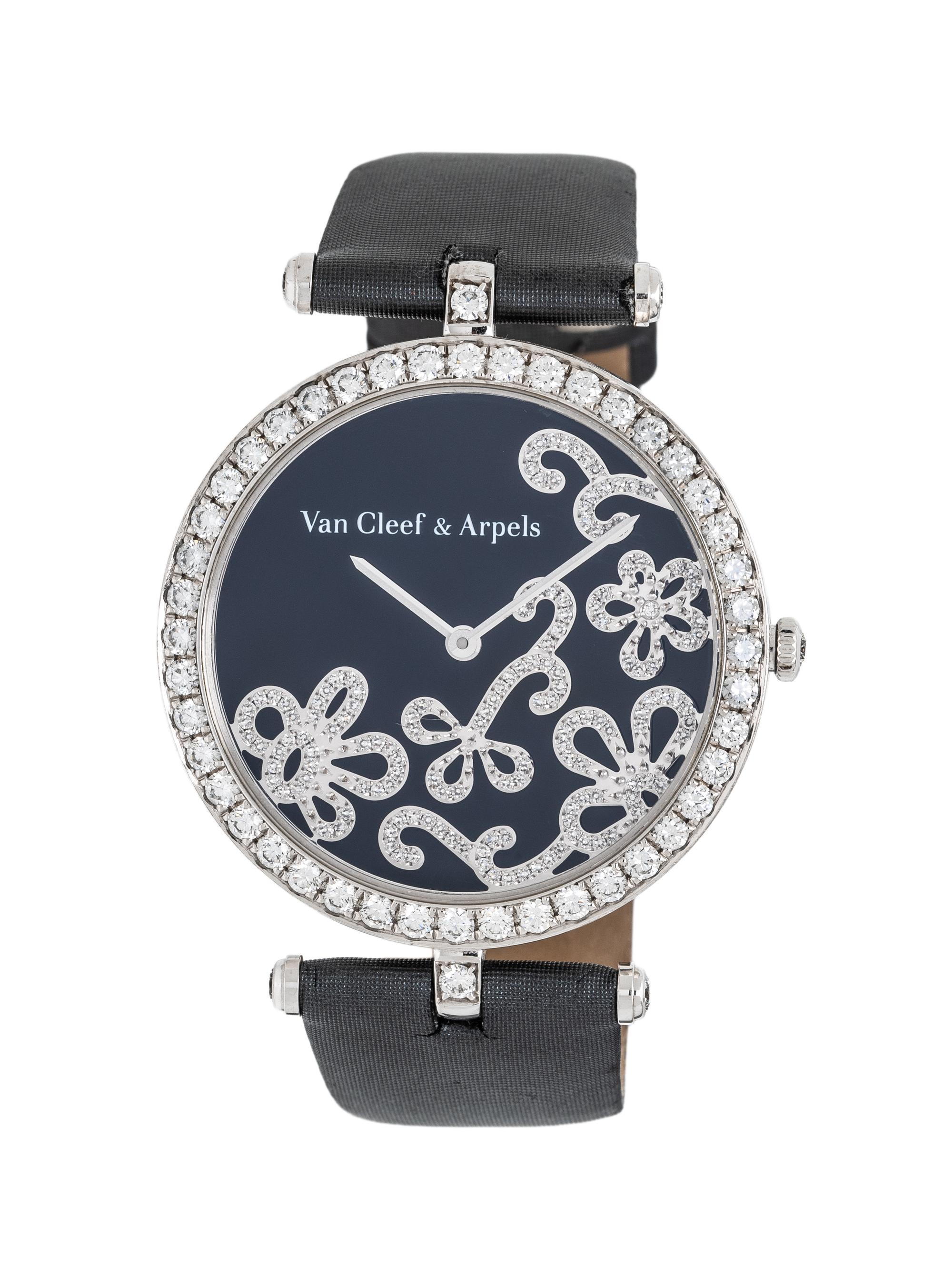 VAN CLEEF & ARPELS, 18K WHITE GOLD 'LADY ARPELS DENTELLE' WATCH WITH FACTORY DIAMONDS