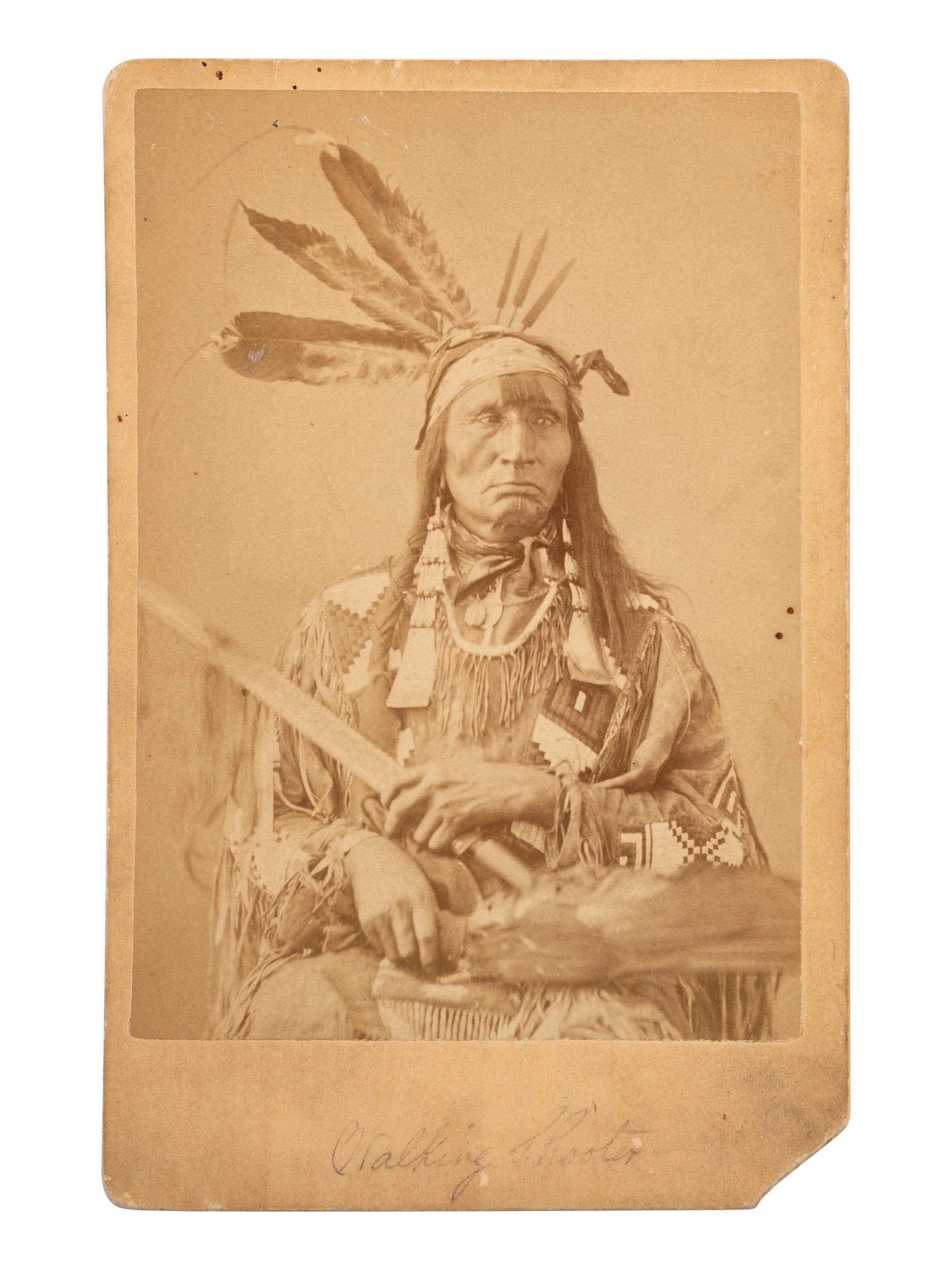 [NATIVE AMERICANS]. GARDNER, Alexander (1821-1882), photographer. Cabinet card of Walking Shooter, Hunkpapa. Washington, DC, ca 1872.