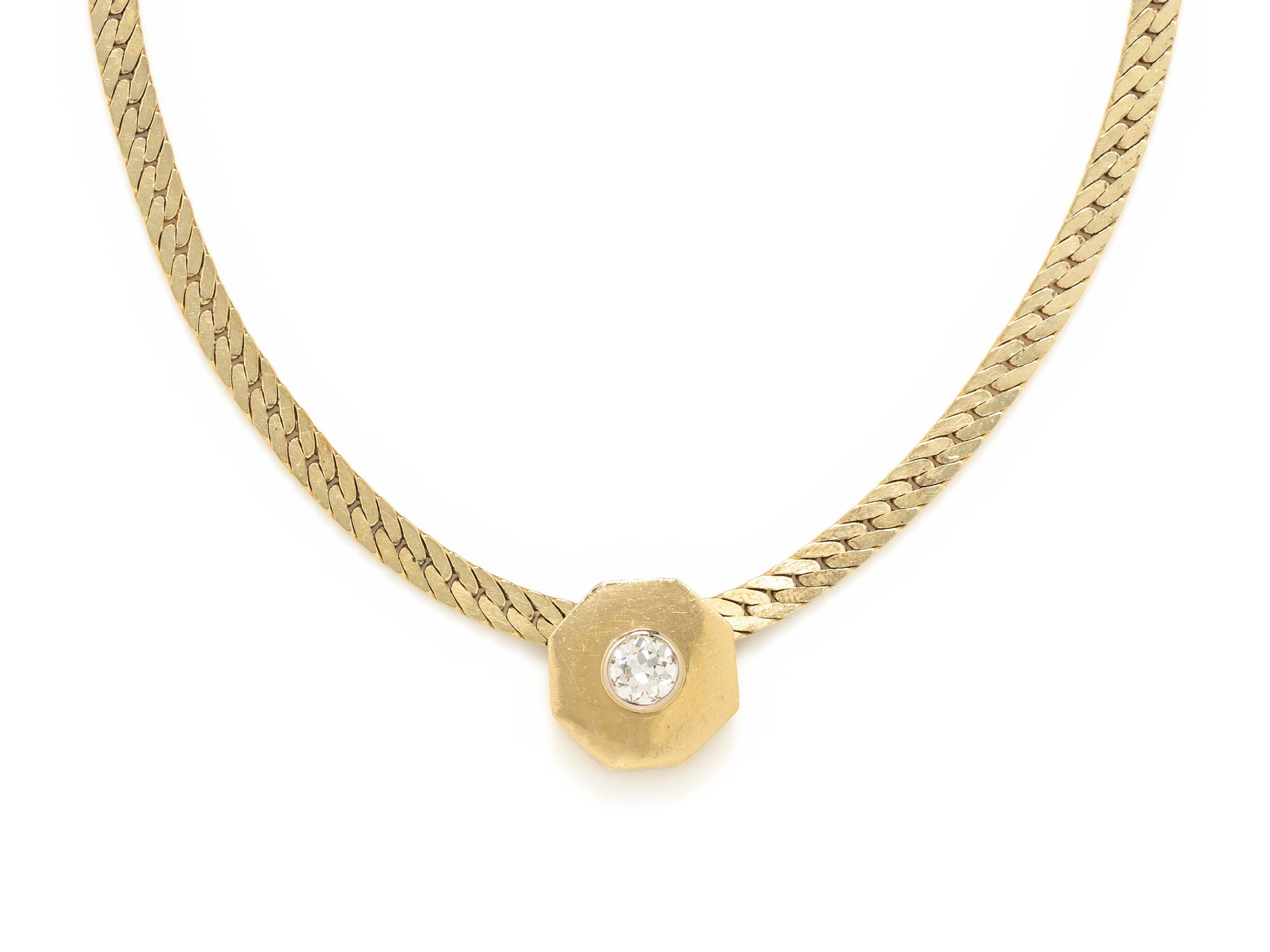 YELLOW GOLD AND DIAMOND SLIDE NECKLACE