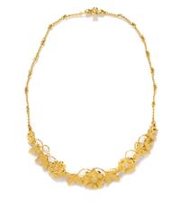 An 18 Karat Yellow Gold and Diamond Floral Motif Necklace, 22.00 dwts.