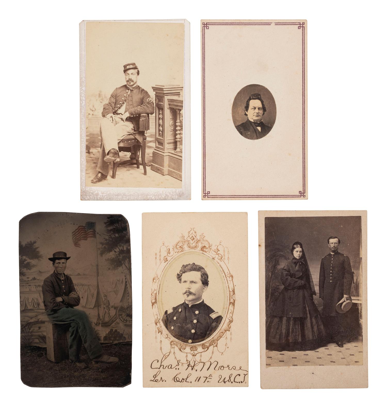 [MILITARIA] -- [TEXAS]. A collection of 14 CDVs, many taken in Brownsville, Texas, including portraits of officers, local residents, and notable locations, including:
