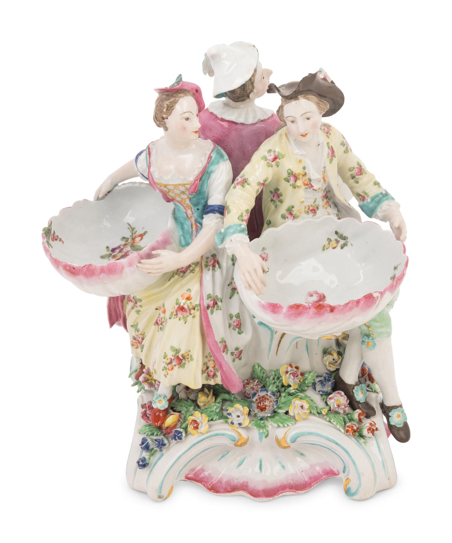 A Derby Porcelain Sweet Meat Dish Figural Group