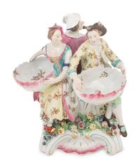 A Derby Porcelain Sweet Meat Dish Figural Group