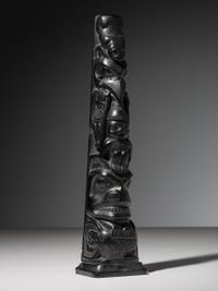 Haida Carved Argillite Model Totem Pole