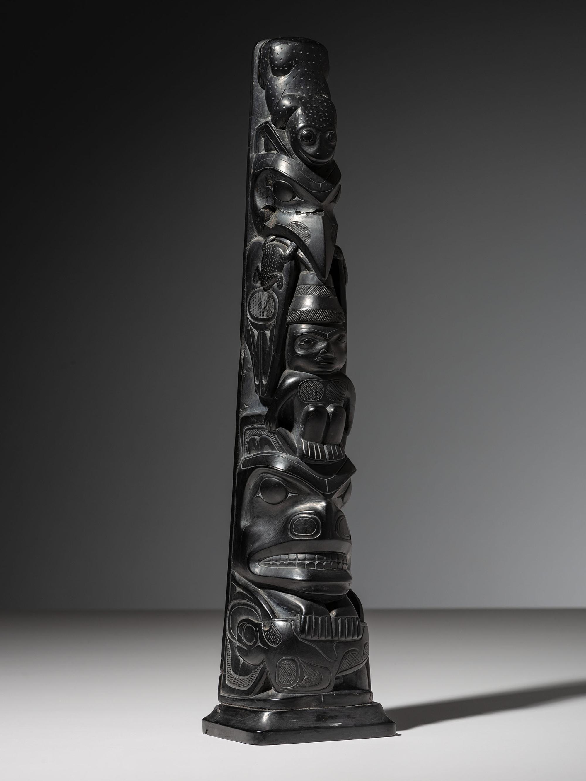 Haida Carved Argillite Model Totem Pole