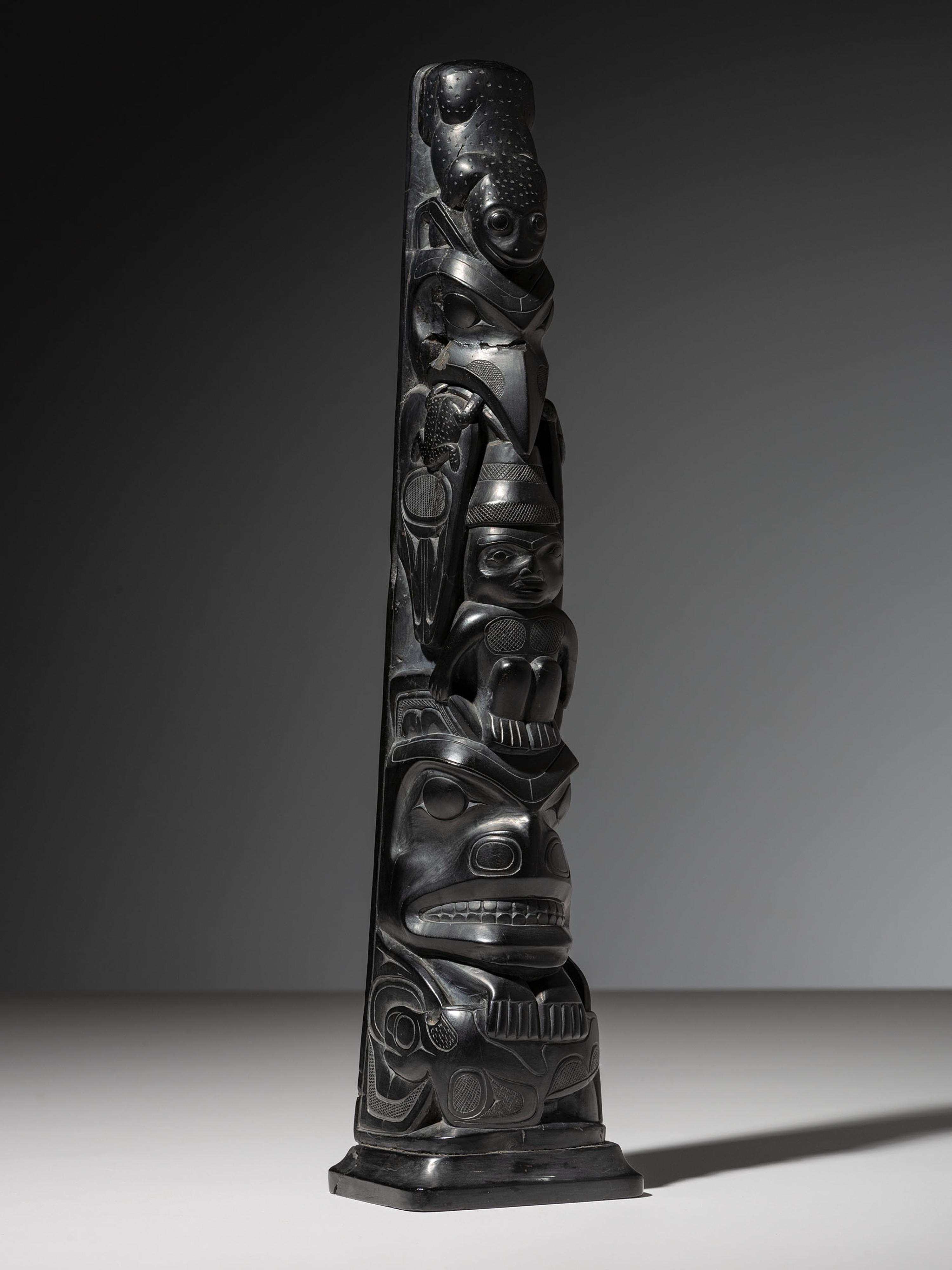 Haida Carved Argillite Model Totem Pole