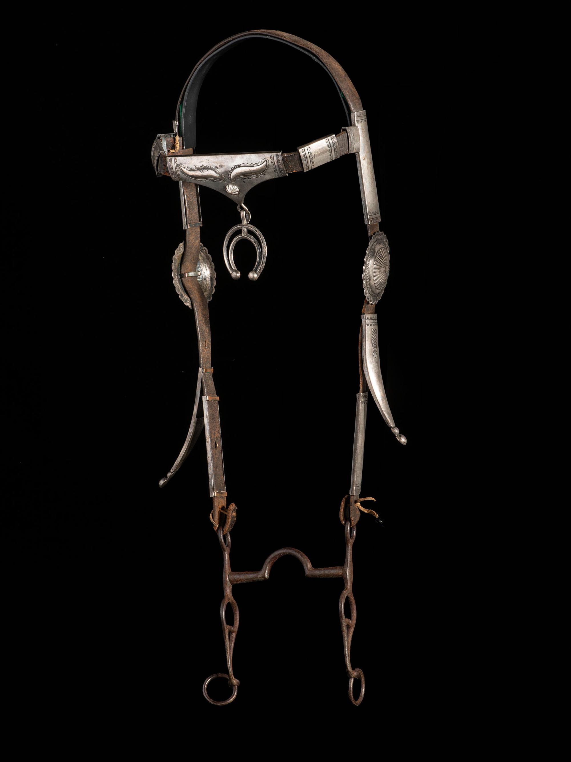 Navajo Stamped Silver Headstall, with Iron Ported Shank Bit