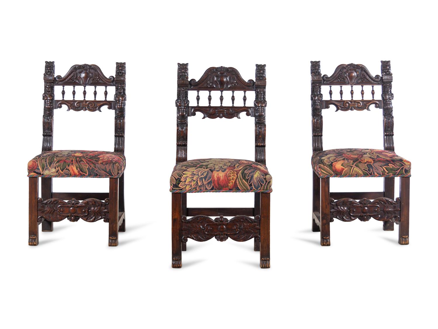 A Set of Three Renaissance Revival Side Chairs
