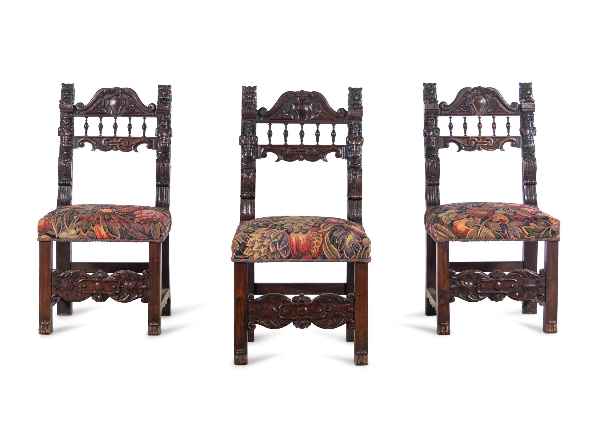 A Set of Three Renaissance Revival Side Chairs