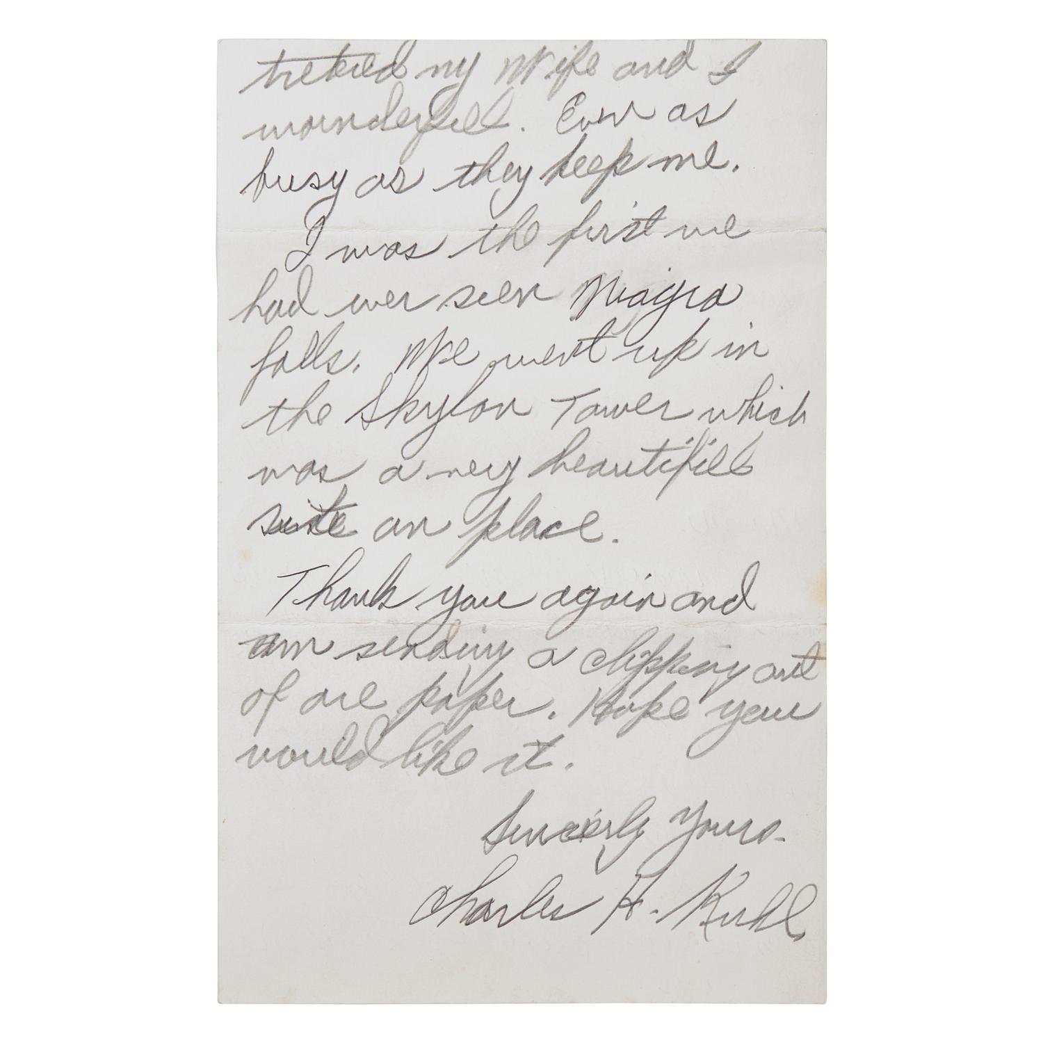 [World War II] [Patton, Gen. George S.] Kuhl, Charles H. Autograph Letter, signed