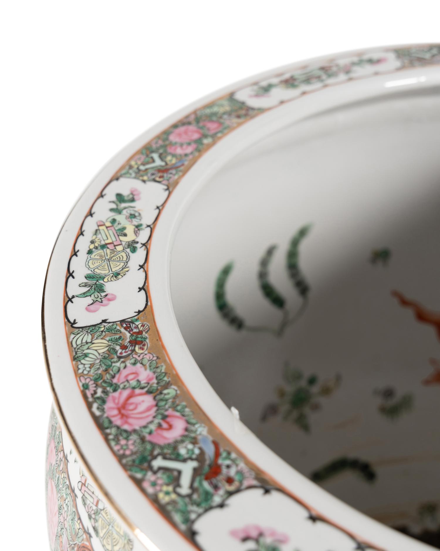 A Pair of Chinese Export Famille Rose Porcelain Fish Bowls