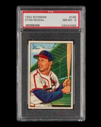 A 1952 Bowman Stan Musial Baseball Card No. 196 (PSA 8 NM-MT)