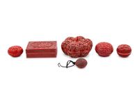 Six Chinese Carved Red Lacquer Covered Boxes