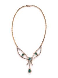 EMERALD, DIAMOND, AND YELLOW GOLD NECKLACE