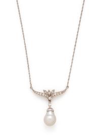 CULTURED BAROQUE PEARL AND DIAMOND NECKLACE