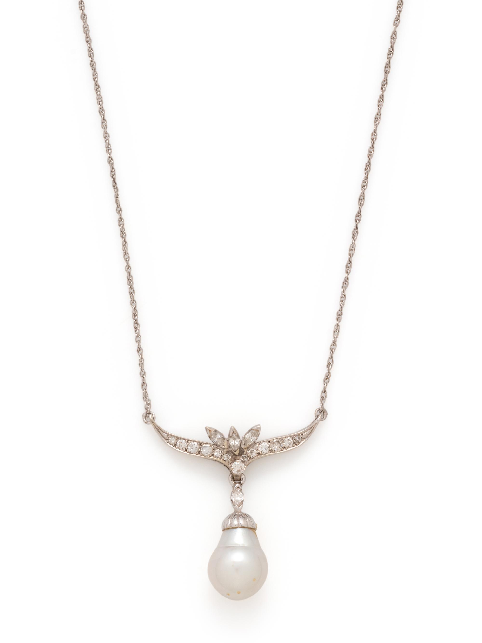 CULTURED BAROQUE PEARL AND DIAMOND NECKLACE